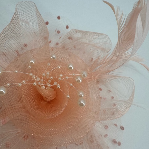 Vintage Feather Pearl Mesh Derby Headpiece Headband Headpiece Fascinator - Picture 6 of 14